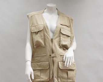 Gilet da pesca vintage da uomo Orvis, taglia L, ideale per escursionismo e campeggio.