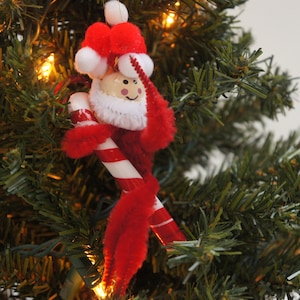 Adorno navideño vintage de Papá Noel con limpiapipas de los años 70 y 80, decoración retro para el hogar, coleccionable