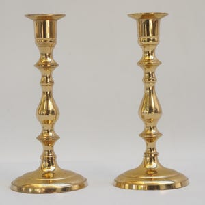 Vintage 70s-80s Brass Candlestick Holders Retro Boho Cottagecore Hollywood Regency Home Decor image 2