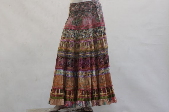 Vintage Anna Konya Tiered Embellished Maxi Skirt … - image 10
