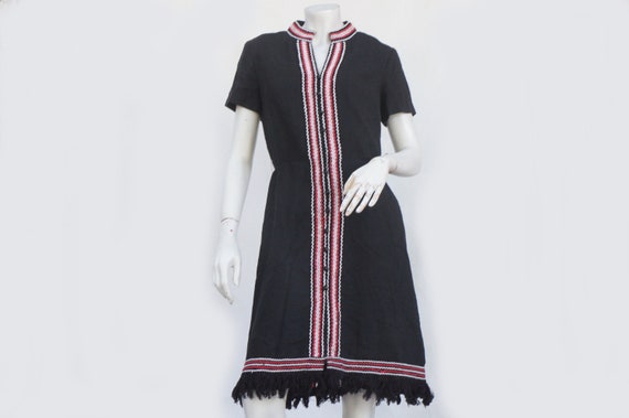 Vintage 70s Ethnic Dress Boho Hippie Peasant Dress - image 1