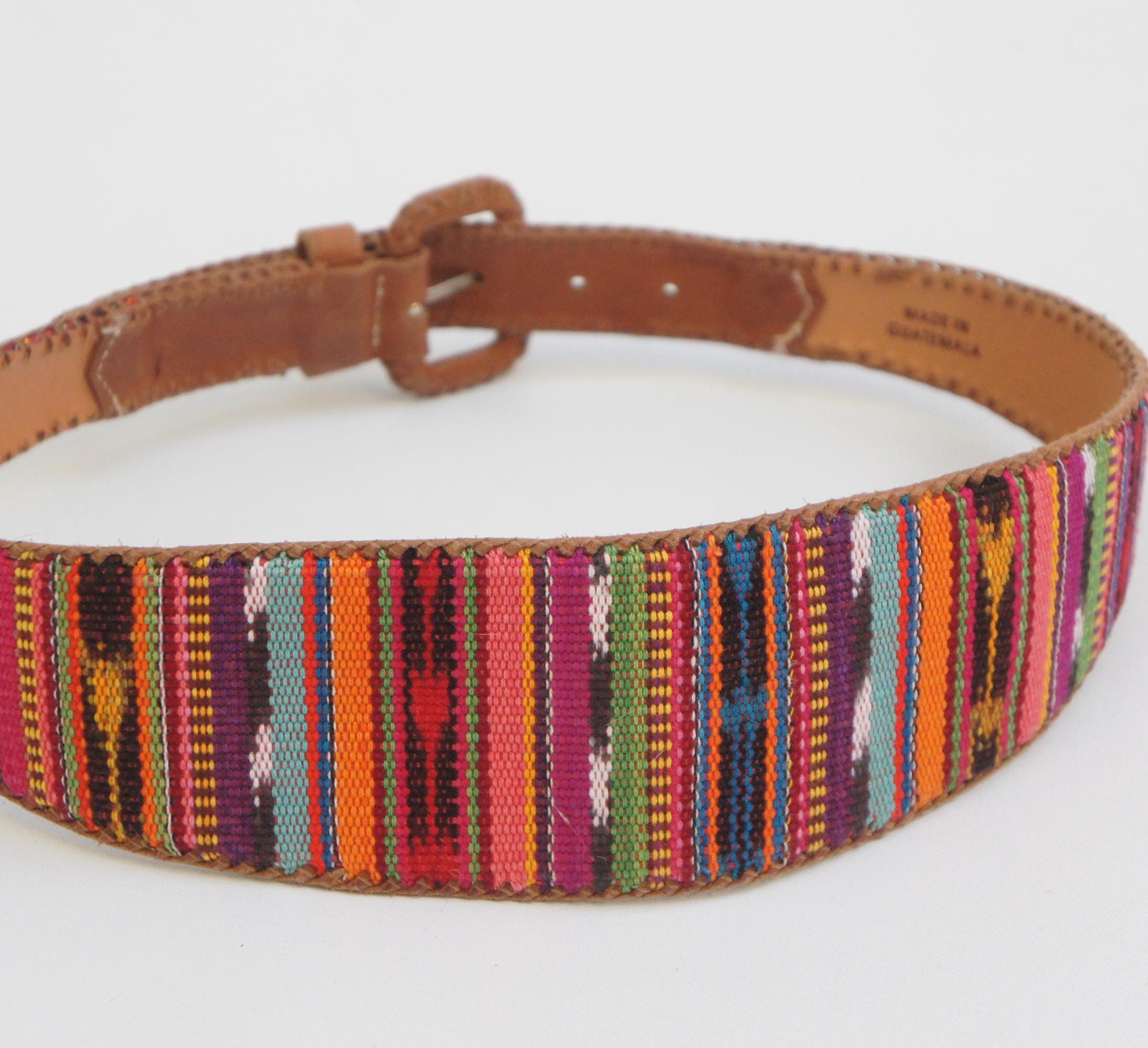 Colorful Serape and leather belt by Lands End Vintage 80s Land main image 2