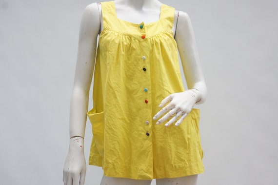 Vintage 50s-60s Women's Yellow Hawaiian Tunic/Hou… - image 1