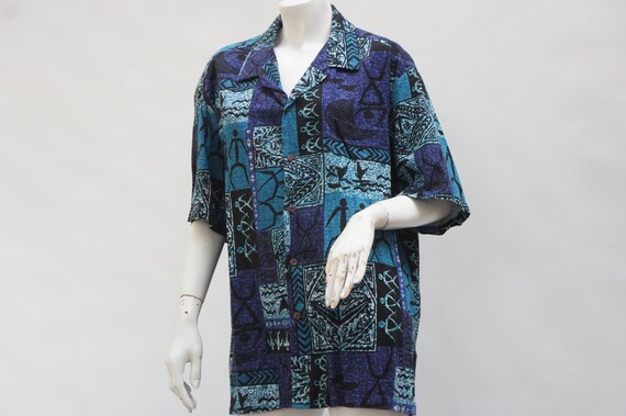 Vintage 90s Men's Bark Cloth Hawaiian Shirt By Wi… - image 2
