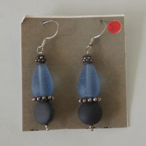 Handmade Sterling Silver and Glass Bead Dangle Earrings Boho Gift