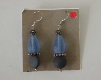 Handgjorda örhängen i sterlingsilver med glaspärlor, bohemisk present
