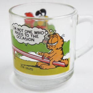 Vintage 80s Garfield Cat Glass Mug Cup MC Donalds Collectible Retro Cartoon