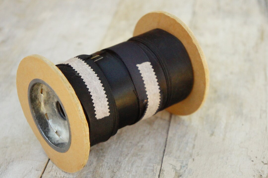 Vintage Large Spool With Black Ribbon Trim Sewing Craft Supply Notions ...