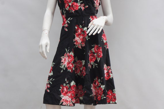 Vintage 90s 50s style Floral Rose Print Midi Dres… - image 7