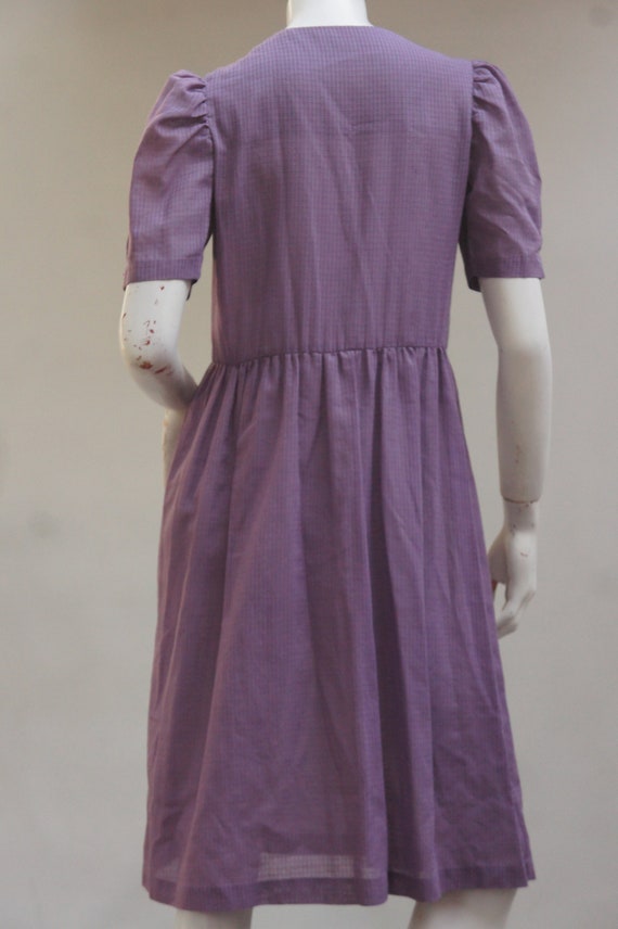 Vintage 70s-80s Sheer Purple Midi Dress with Puff… - image 10