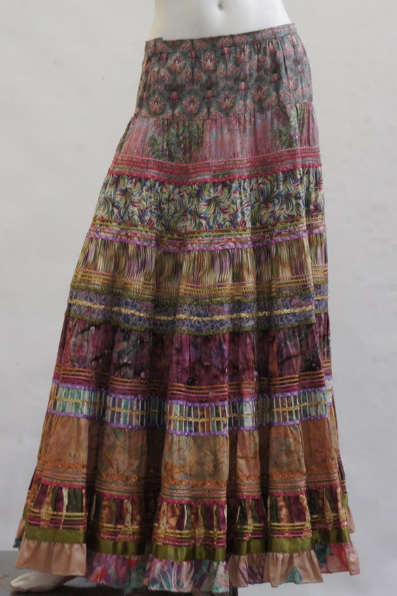 Vintage Anna Konya Tiered Embellished Maxi Skirt … - image 9