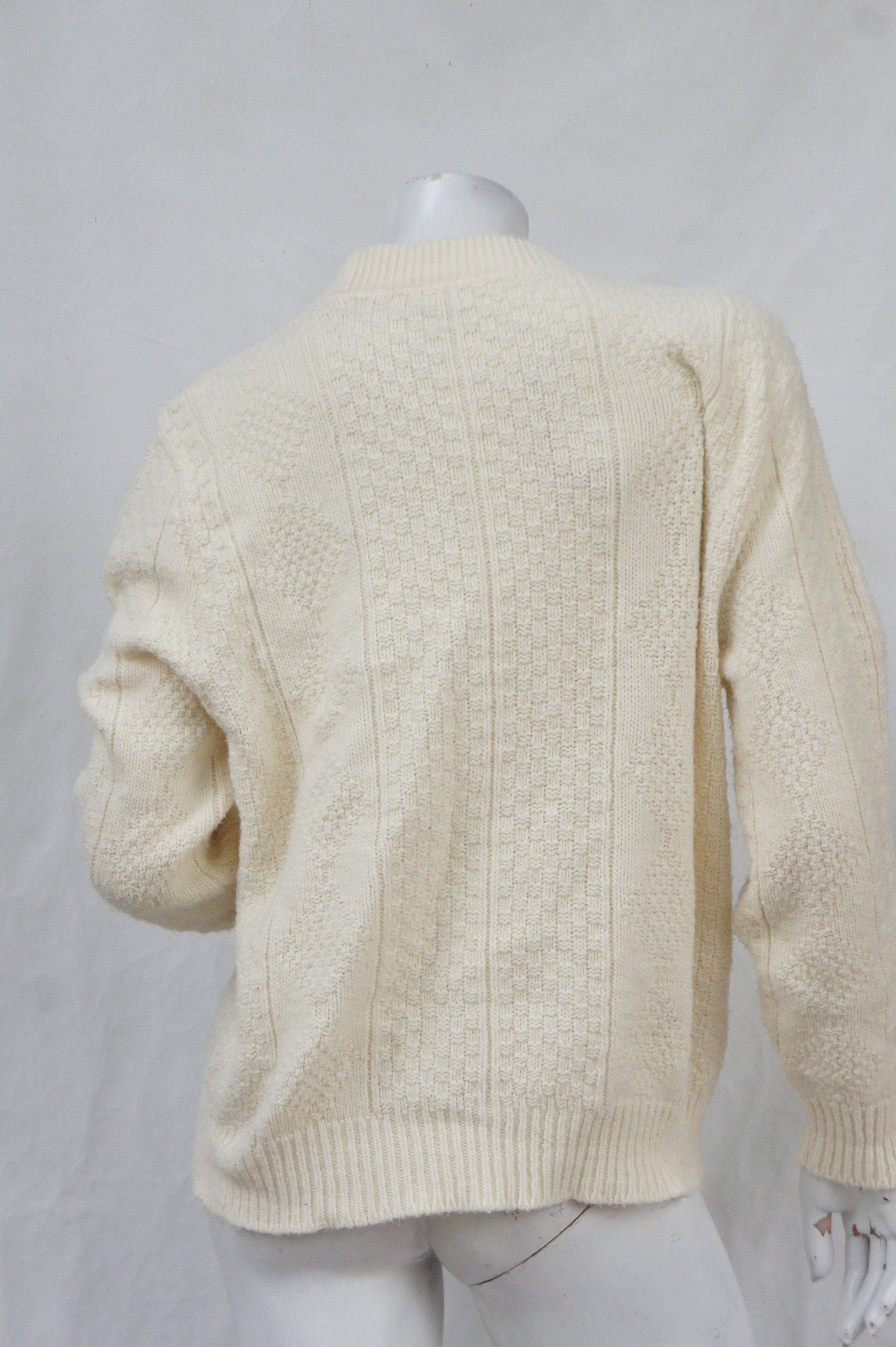 Vintage 70s-80s Creme White Fisherman Sweater | Etsy