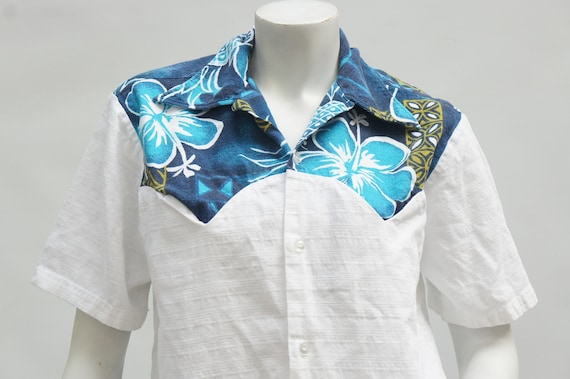 Vintage 60s-70s Men's Reef Barkcloth Hawaiian Shi… - image 1