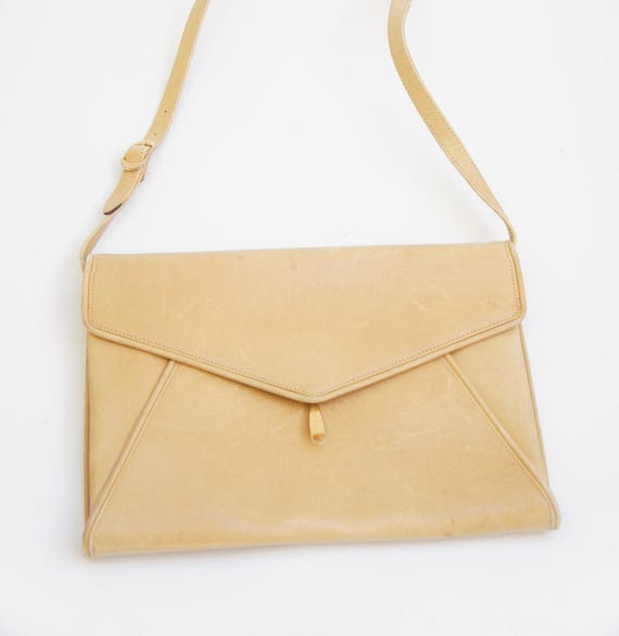 Vintage Salvatore Ferragamo Beige Leather Purse Shoulder Bag