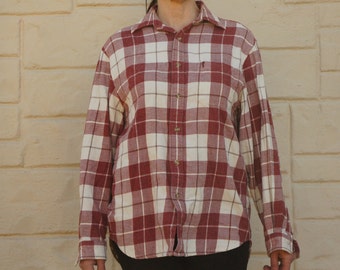 Vintage 90s Men's Guess Plaid Flannel Shirt Button Down Boho Retro