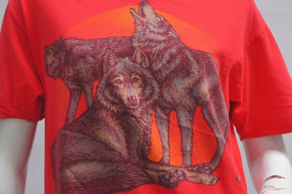 Vintage 90s Wolf Pack Print Colorado T-shirt Call… - image 4