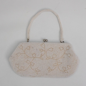 Vintage 50er-60er Jahre kleine Perlen Geldbörse Henkeltasche Henkeltasche Cottagecore Grannycore Mid Century