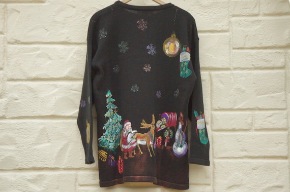 Vintage 90s Handpainted Christmas Sweater /Ugly Sw