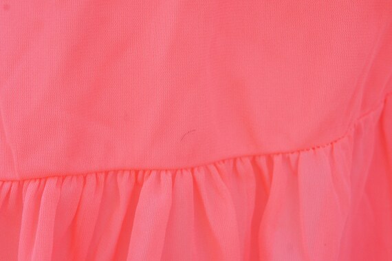Vintage 60s Long Pink Lace Trim Robe Peignoir Lin… - image 7