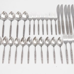 Vintage Rogers De Luxe Silverware Set Malibu Floral Flatware Boho Retro