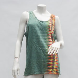 Vintage Tie Dye Knit Cotton Tank Top Hippie Boho Retro