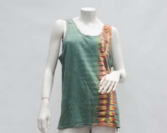 Vintage Tie Dye Cotton Tank Top Shirt Hippie Boho Retro