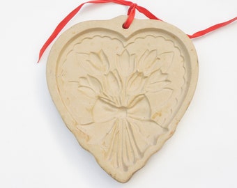 Vintage Large Ceramic Heart Cookie Mold By Brown Bag Cookie Art Farmhouse Country Cottagecore Gift Home Decor