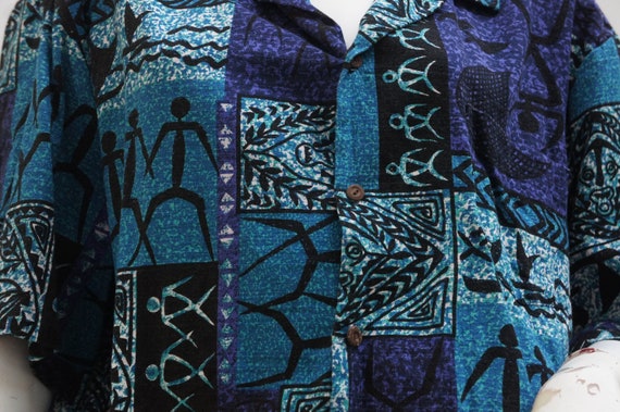 Vintage 90s Men's Bark Cloth Hawaiian Shirt By Wi… - image 5