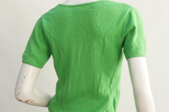 Vintage 70s Kelly Green Sweater Top Linea By Lois… - image 9