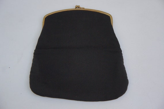 Vintage 50s-60s Black Kiss Lock Clutch Purse Bag … - image 7