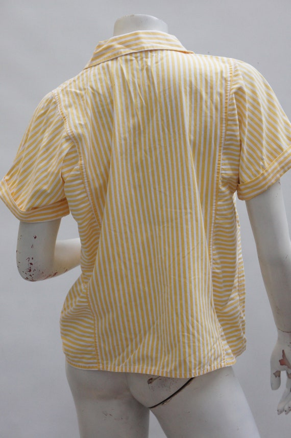 Vintage 90s Striped Dolman Sleeve Blouse Short Sl… - image 3