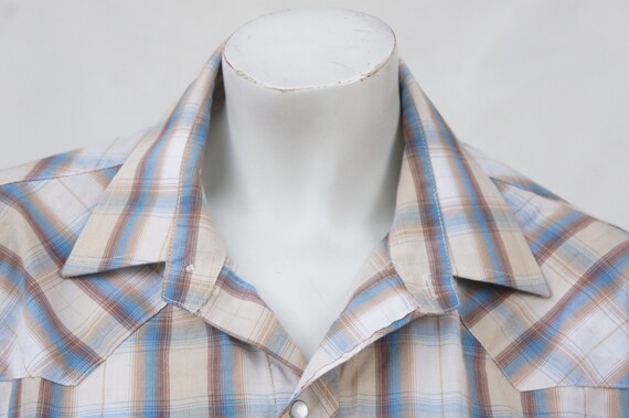 Vintage Men's Plaid Short Sleeve Western Shirt Co… - image 6
