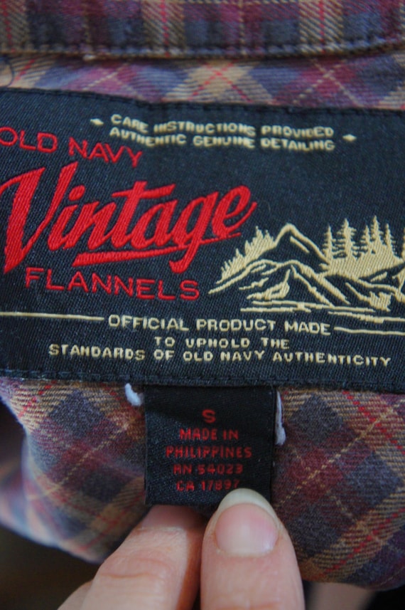 Vintage Men's Plaid Flannel Shirt By Old Navy Ret… - image 4