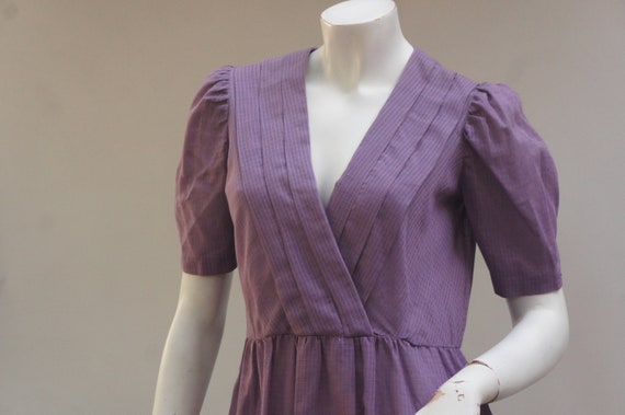 Vintage 70s-80s Sheer Purple Midi Dress with Puff… - image 7