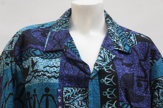 Vintage 90s Men's Bark Cloth Hawaiian Shirt By Wi… - image 4