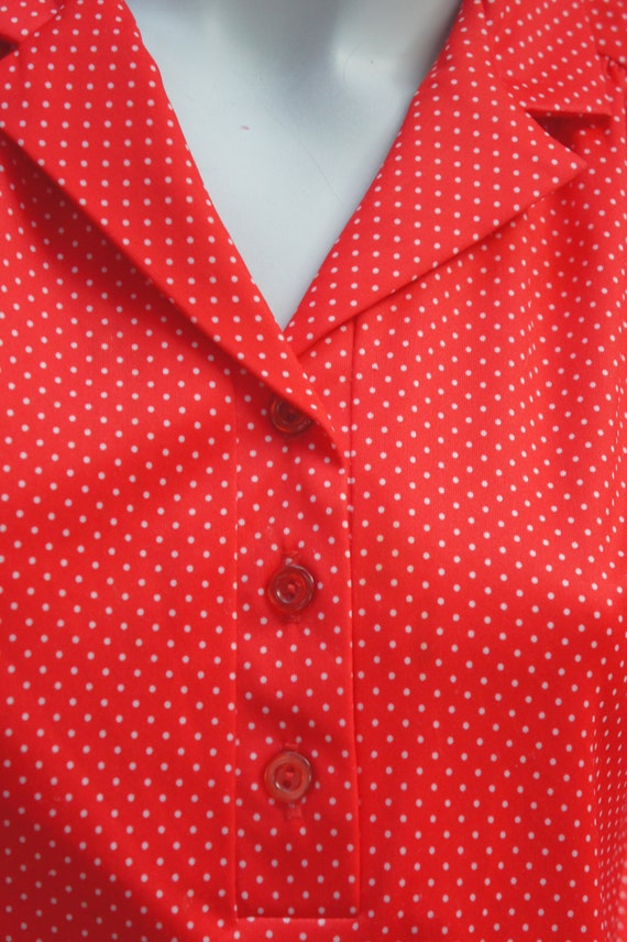 Vintage 70s-80s Red Polka Dot Short Sleeve Knit B… - image 7