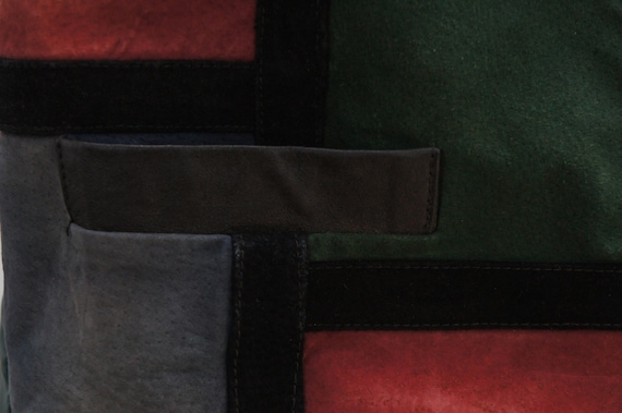Vintage 80s Colorblock Suede Leather Vest By Nort… - image 5
