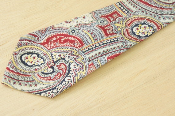 Vintage 40s Men's Paisley Print Silk Necktie Tie … - image 4