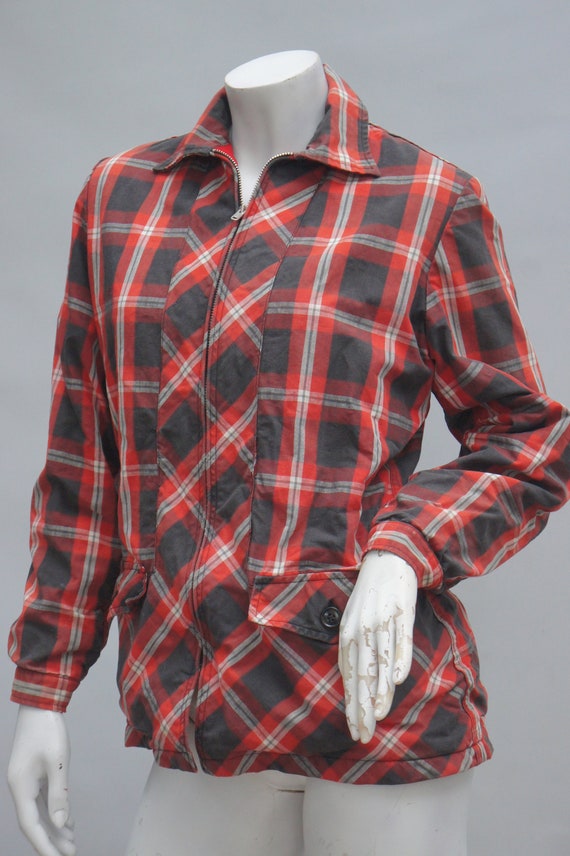 Vintage 50s-60s Plaid Jacket Coat Mid Century - image 8