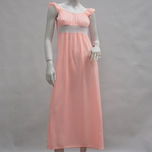 Vintage Peach Pink Nylon Nightgown By Glencraft Lingerie Union Made Maxi Dress Slip Negligee Cottagecore Grannycore
