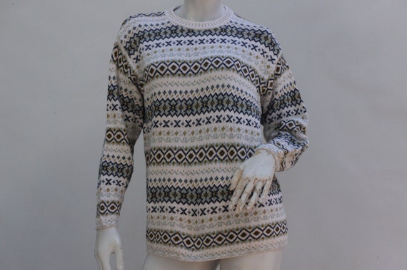 Vintage 90s United Colors Of Benetton Fair Isle Sweater Made in Italy Designer Top