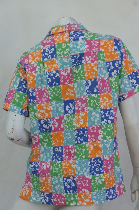 Vintage Patchwork Colorblock Floral Print Shirt B… - image 2