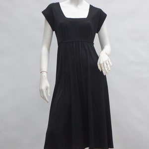 Vintage 70s Knit Black Midi Dress Goth Retro Cottagecore 30s Style