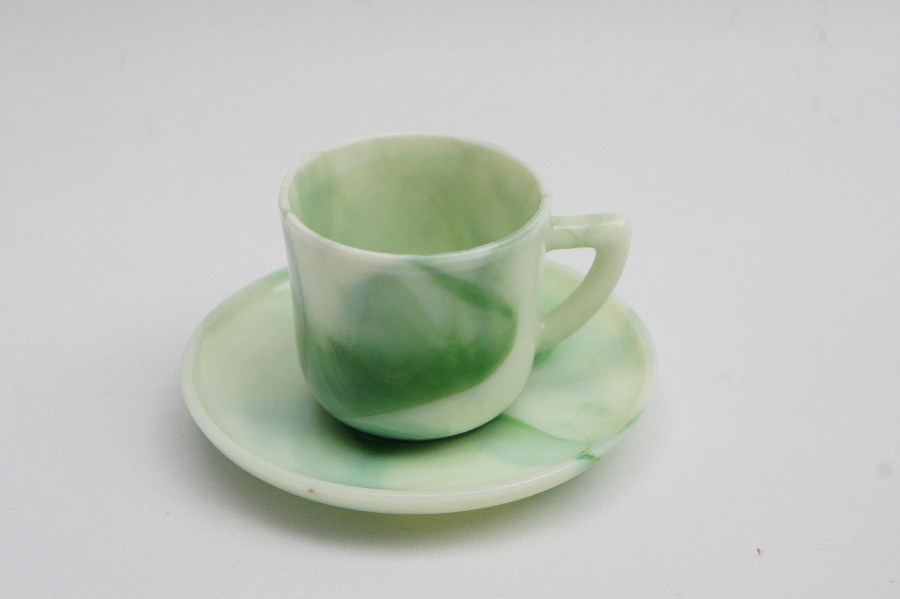 アクロ•アガットAkro Agate カップ＆ソーサー ミニチュア Akro Agate Tea Set - Etsy