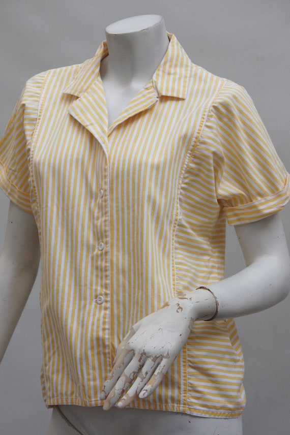 Vintage 90s Striped Dolman Sleeve Blouse Short Sl… - image 6