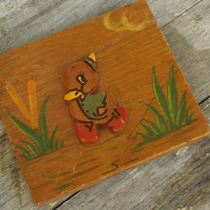 Vintage Handmade Little Duck Wall Hanging Folk Art Mid Century Cottagecore  Farmhouse