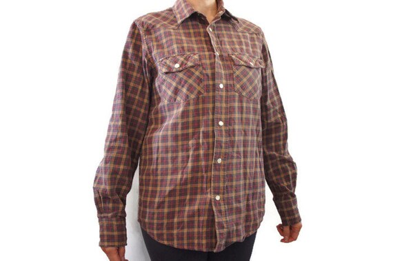 Vintage Men's Plaid Flannel Shirt By Old Navy Ret… - image 2