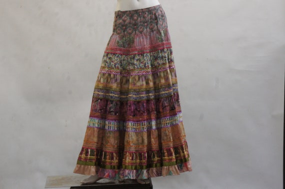 Vintage Anna Konya Tiered Embellished Maxi Skirt … - image 8