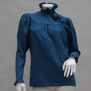 Vintage 80s Victorian Style High Neck Ruffle Blouse Size Small Cottagecore Boho