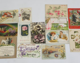Vintage Antique Post Card Lot Victorian Ephemera Collectibles Wall Art Shabby Chic Cottagecore Prints
